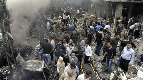 Hiện trường của một vụ đánh bom ở Syria.